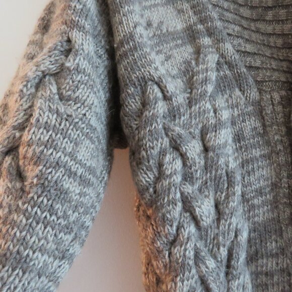 S.N.S. HERNING 100% Wool Shawl Collar Chunky Knit Fisherman Cardigan Men's Sz S - Picture 10 of 16